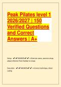 Peak Pilates level 1  2026&sol;2027 &vert; 150  Verified Questions  and Correct  Answers &vert; A&plus; 