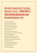 SIA Door Supervisor Training -  Module 4 Exam  2026&sol;2027 &vert;  150 Verified Questions and  Correct Answers &vert; A&plus; 