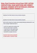 Sales Cloud Consultant Actual Exam 2026 ACTUAL  COMPLETE REAL EXAM QUESTIONS AND CORRECT  DETAILED ANSWERS WITH RATIONALES &lpar;VERIFIED  ANSWERS&rpar; ALREADY GRADED A&plus;&excl;&excl; 