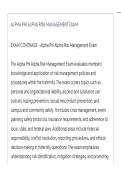 ALPHA PHI ALPHA RISK MANAGEMENT EXAM ACTUAL EXAM ALL QUESTIONS AND CORRECT ANSWERS LATEST UPDATE THIS YEAR-JUST RELEASED