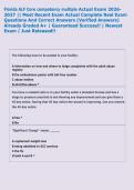 Florida ALF Core competency multiple Actual Exam 2026 2027 &vert;&vert; Most Recent Exam Actual Complete Real Exam  Questions And Correct Answers &lpar;Verified Answers&rpar;  Already Graded A&plus; &vert; Guaranteed Success&excl;&excl; &vert; Newest  Exam &vert; Just Released&excl;&excl;