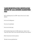 TASER RECERTIFICATION CERTIFICATION REVIEW SET 2026 ANSWERS GUARANTEED PASS