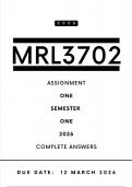MRL3702 Assignment 1 &comma; Answers - Semester 1 &vert; Due Date 12 March 2026