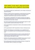 TEEN SMART STUDY SHEET 2026 QUESTIONS AND ANSWERS WITH COMPLETE SOLUTIONS