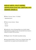 NUR2459 MENTAL HEALTH NURSING CERTIFICATION EXAM 2026 QUESTIONS WITH ANSWERS GRADED A&plus;