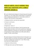 NUR2459 MENTAL HEALTH NURSING FINAL PAPER 2026 QUESTIONS WITH CORRECT ANSWERS GRADED A&plus;