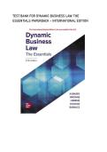 Test bank for Dynamic Business Law The Essentials&comma; 5th Edition&comma; with questions and answers graded A&plus;