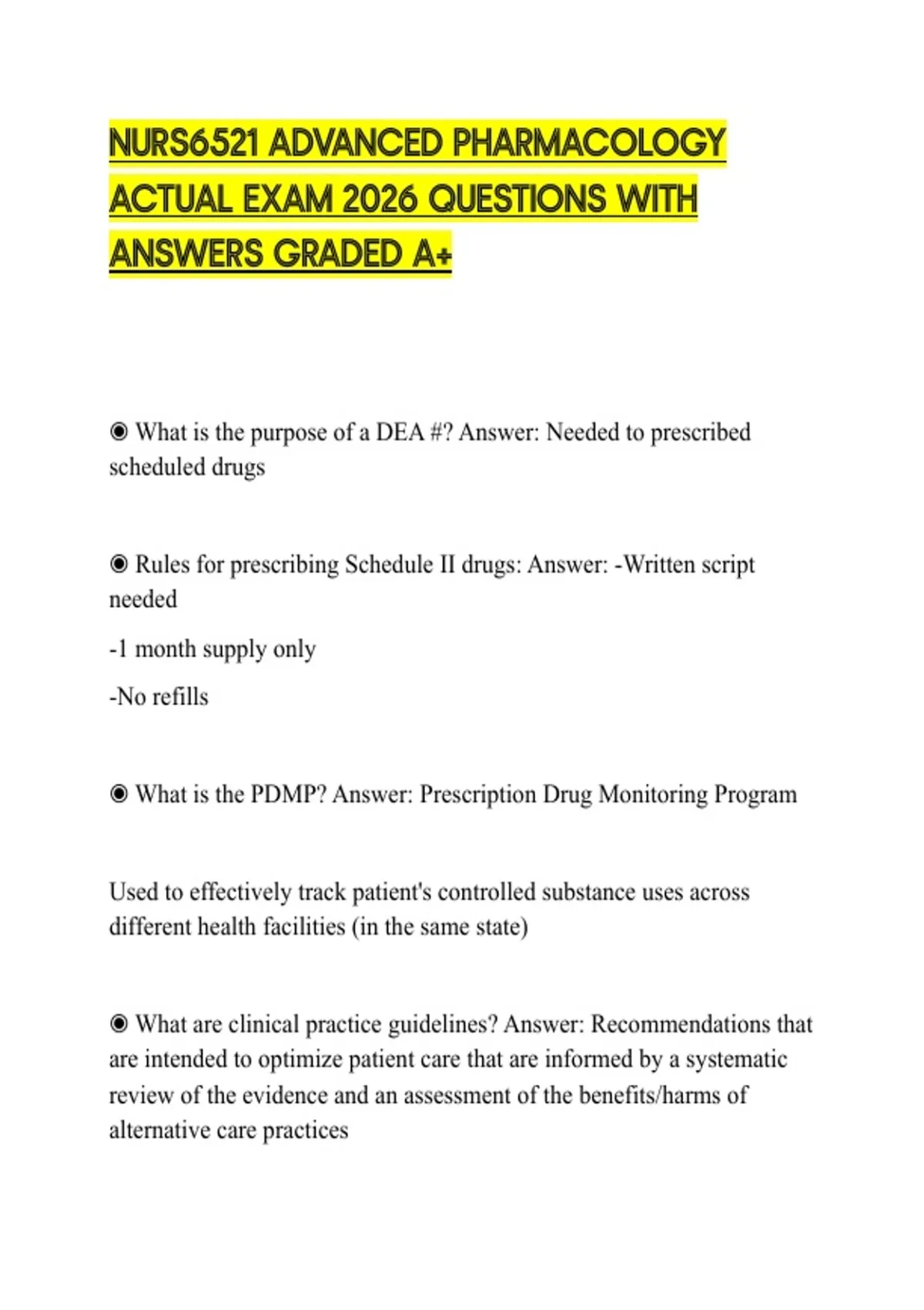 NURS6521 ADVANCED PHARMACOLOGY ACTUAL EXAM 2026 QUESTIONS WITH ANSWERS ...