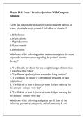 Pharm 1141 Exam 2 Practice Questions With Complete Solutions