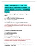 Project Management &lpar;C783&rpar; Exam  Newest With Complete Questions And  Correct Detailed Answers&vert; Brand New  Version 