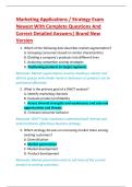 Marketing Applications &sol; Strategy Exam  Newest With Complete Questions And  Correct Detailed Answers&vert; Brand New  Version