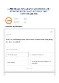 AUMT BRAKE FINAL EXAM QUESTIONS AND ANSWERS WITH COMPLETE SOLUTION &vert; NEW UPDATE 2026