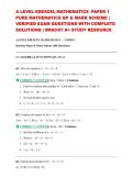 A LEVEL EDEXCEL MATHEMATICS  PAPER 1 PURE MATHEMATICS QP & MARK SCHEME &vert; VERIFIED EXAM QUESTIONS WITH COMPLETE SOLUTIONS &vert; 9MA0&sol;01 A&plus; STUDY RESOURCE