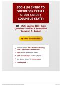 SOC-1101 Intro to Sociology Exam 1 Study Guide &lpar;Columbus State&rpar; 100&plus; &lpar;Fully Updated 2026&sol;2027&rpar; Exam Questions &plus; Verified & Rationalized Answers A&plus; Graded