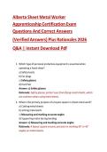 Alberta Sheet Metal Worker Apprenticeship Certification Exam Practice Questions and Correct Answers &lpar;Verified Answers&rpar; Plus Rationales 2026 Q&A &vert; Instant Download PDF