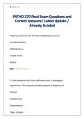 PATHO 370 Final Exam Questions and  Correct Answers&sol; Latest Update &sol;  Already Graded 