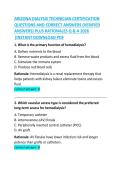 Arizona Dialysis Technician Certification Questions and Correct Answers