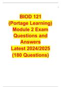 BIOD 121 &lpar;Portage Learning&rpar; Module 2 Exam Questions and Answers Latest 2024-2025 &lpar;180 Questions&rpar;