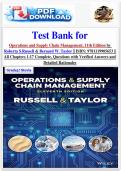 Test Bank for  Operations and Supply Chain Management&comma; 11th Edition by  Roberta S&period;Russell & Bernard W&period; Taylor &vert;&vert; ISBN&colon; 9781119905653 &vert;&vert;  All Chapters 1-17 Complete&comma; Questions with Verified Answers and  Detailed Rationales 