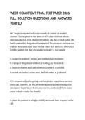 WEST COAST EMT FINAL TEST PAPER 2026 FULL SOLUTION QUESTIONS AND ANSWERS VERIFIED