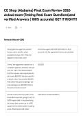 CE Shop &lpar;Alabama&rpar; Final Exam Review 2026 Actual exam &lpar;Testing Real Exam Questions&rpar;and verified Answers &lpar; 100&percnt; accurate&rpar; GET IT RIGHT&excl;&excl;