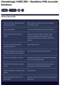 Hematologic NURS 300 &ndash; Questions With Accurate Solutions