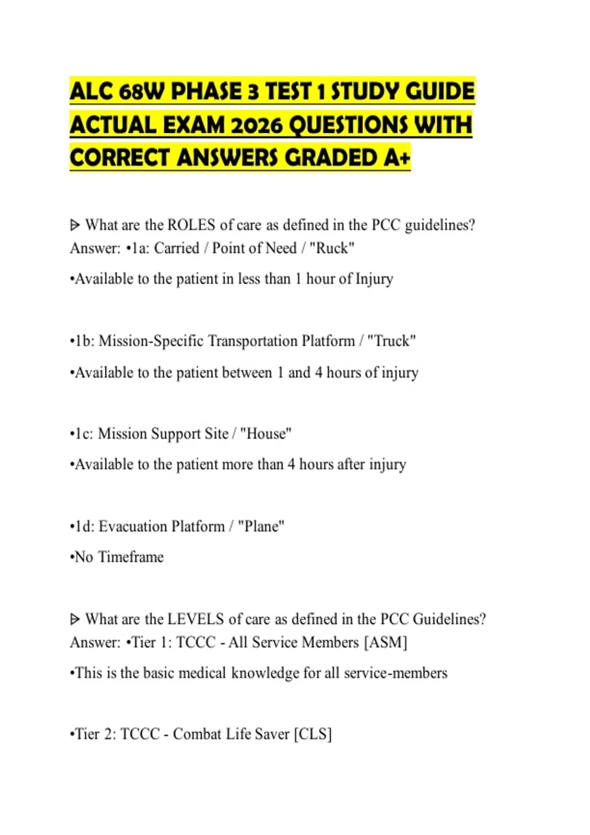 ALC 68W PHASE 3 TEST 1 STUDY GUIDE ACTUAL EXAM 2026 QUESTIONS WITH ...