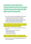 VA Dentistry Jurisprudence Exam  Practice Questions And Correct Answers  &lpar;Verified Answers&rpar; Plus Rationale 2026  Q&A&vert; Instant Download Pdf  