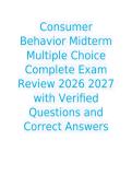 Consumer Behavior Midterm Multiple Choice Complete Exam Review 2026 2027 with Verified