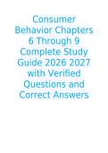 Consumer Behavior Chapters 6 Through 9 Complete Study Guide 2026 2027 with Verified Questions and