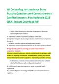 WI Counseling Jurisprudence Exam  Practice Questions And Correct Answers  &lpar;Verified Answers&rpar; Plus Rationale 2026  Q&A&vert; Instant Download Pdf  