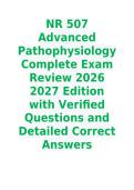 NR 507 Advanced Pathophysiology Complete Exam Review 2026 2027 Edition with Verified Questions an