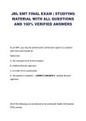 JBL EMT Final Exam Study Guide &vert; 100&percnt; Verified Answers & Questions &vert; Pass Your EMT Exam