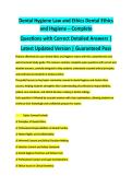 Dental Hygiene Law & Ethics Complete Study Guide 2026&sol;2027 &vert; Practice Questions & Verified Answers &vert; Guaranteed Pass