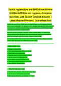 Dental Hygiene Law & Ethics Exam Review 2026&sol;2027 &vert; Complete Notes&comma; Practice Questions & Verified Answers &vert; Guaranteed Pass