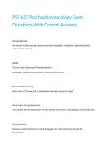 PSY 627 Psychopharmacology Exam Questions With Correct Answers&period;