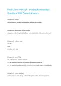 Final Exam - PSY 627 &ndash; Psychopharmacology Questions With Correct Answers&period;
