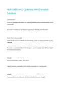 NUR 168 Exam 1 Questions With Complete Solutions