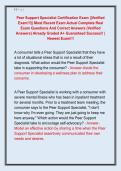 Peer Support Specialist Certification Exam &vert;&vert;Verified  Exam&excl;&excl;&excl;&vert;&vert; Most Recent Exam Actual Complete Real  Exam Questions And Correct Answers &lpar;Verified  Answers&rpar; Already Graded A&plus; Guaranteed Success&excl;&excl; &vert;  Newest Exam&excl;&excl;&excl;