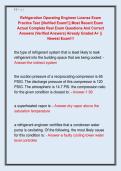 Refrigeration Operating Engineer License Exam  Practice Test &vert;&vert;Verified Exam&excl;&excl;&vert;&vert; Most Recent Exam  Actual Complete Real Exam Questions And Correct  Answers &lpar;Verified Answers&rpar; Already Graded A&plus; &vert;&vert;  Newest Exam&excl;&excl;&excl; 