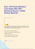 Exam 1 ATI Practice Questions &vert; Latest Update 2026 &vert; 2027 &vert; Questions & Answers &ndash; Verified Solutions &lpar;Rated A&plus;&rpar;