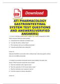 ATI PHARMACOLOGY GASTROINTESTINAL SYSTEM TEST QUESTIONS AND ANSWERS &lpar;2026&rpar; &lpar;VERIFIED ANSWERS&rpar;