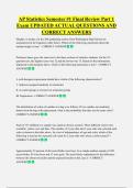 AP Statistics Semester &num;1 Final Review Part 1  Exam UPDATED ACTUAL QUESTIONS AND  CORRECT ANSWERS