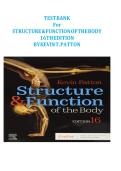 Test Bank for Structure & Function of the Body 16th Edition by Patton