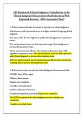 CJE Benchmark Clinical Judgment &sol; Introduction to the Clinical Judgment Measurement Model Questions With Explained Answers &sol; 100&percnt; Guaranteed Pass&excl;&excl; 