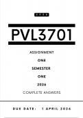 PVL3701 Assignment 1 &comma; Answers - Semester 1 &vert; Due Date 1 April 2026