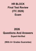 HR BLOCK Final Test Review &lpar;ITC 2026&rpar; PDF &vert; Tax Preparation Exam Practice & Study Guide