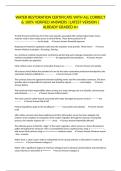 WATER RESTORATION CERTIFICATE WITH ALL CORRECT & 100&percnt; VERIFIED ANSWERS &vert;LATEST VERSION &vert;ALREADY GRADED A&plus;