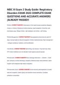 MDC III Exam 2 Study Guide&colon; Respiratory  Disorders EXAM 2026 COMPLETE EXAM  QUESTIONS AND ACCURATE ANSWERS  &vert;ALREADY PASSED&excl;&excl; 