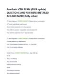 Prosthetic CPM EXAM &lpar;2026 update&rpar;  QUESTIONS AND ANSWERS &lpar;DETAILED  & ELABORATED&rpar; fully solved 